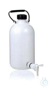 Abklärflasche, PE-HD, Enghals, 5 l, mit Hahn